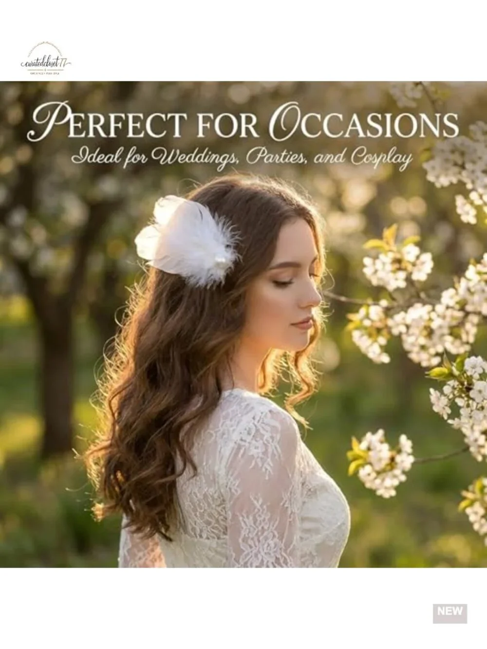 White Feather Hair Clips - Ballet Hair Accessories with Faux Pearl Barrettes,